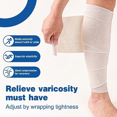 AZEN Premium 5 Pack Elastic Bandage Wrap 6 Inch, Compression - Product Imagery