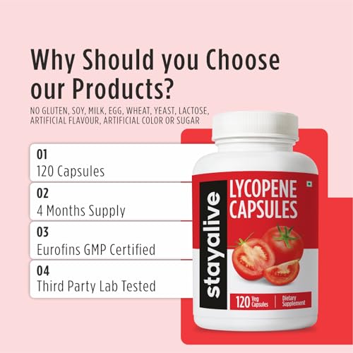 STAY ALIVE Lycopene Supplement for Men 60mg, Natural Tomato - Product Imagery