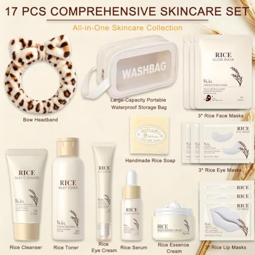 17 PCS Korean Skin Care Set, Rice SkinCare Set for Women & - Product Imagery