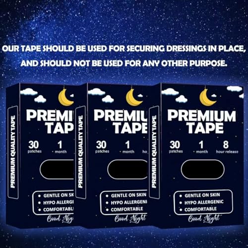 Black Mouth Tape for Sleeping (90 Pack) - Hypoallergenic Cotton - Product Imagery