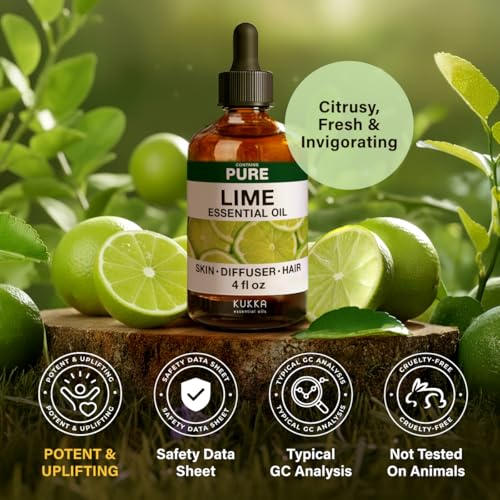 100% Pure Lime Essential Oil 4 Fl Oz - Lime Oil for Hair and Skin - Product Imagery
