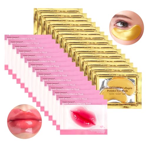 30 Pairs Lip Masks & Eye Masks,Gold Under Eye Patches for - Product Imagery