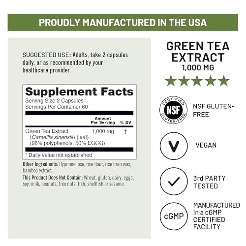 NatureWise Green Tea Extract Capsules 1000 mg - 50% EGCG & 98% - Product Imagery