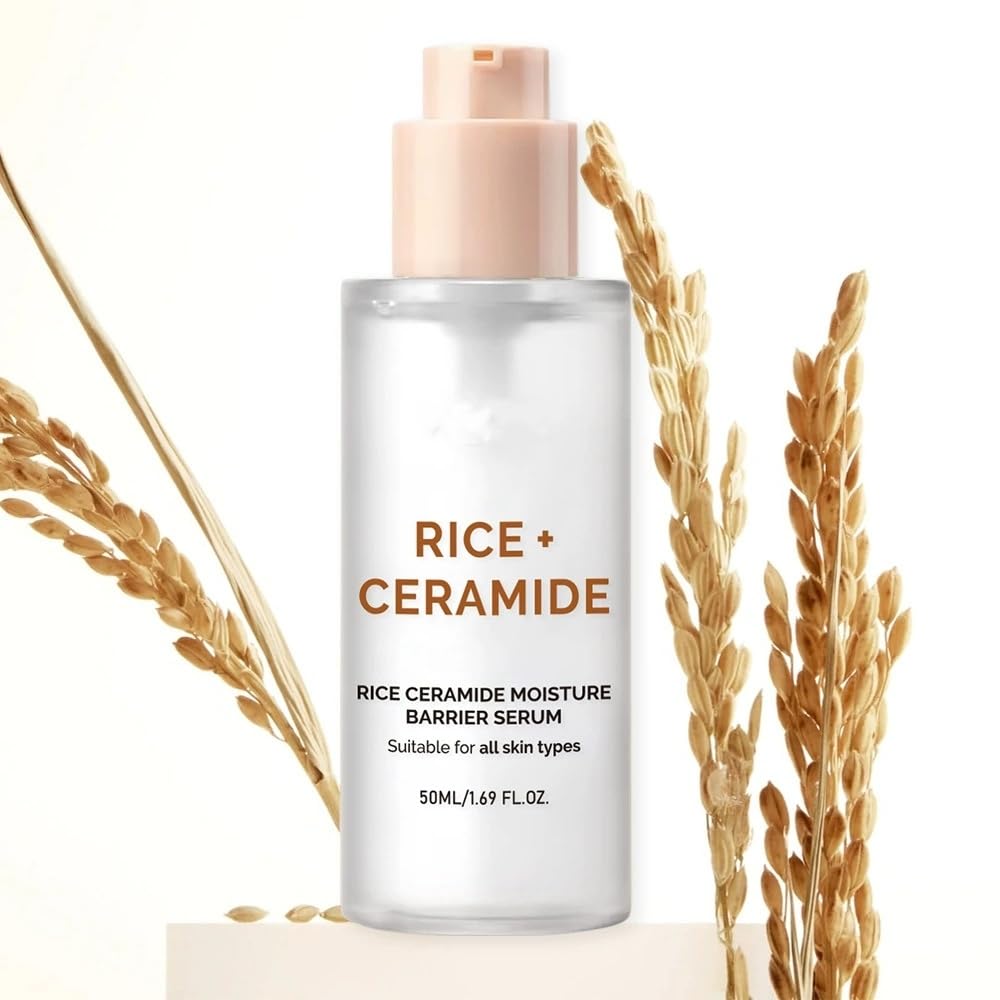 XJBD Rice Ceramide Moisturizing Skincare Set, Korean Glow Skin Travel Gift Kit with Rice Water - Radiance 4-Step Routine