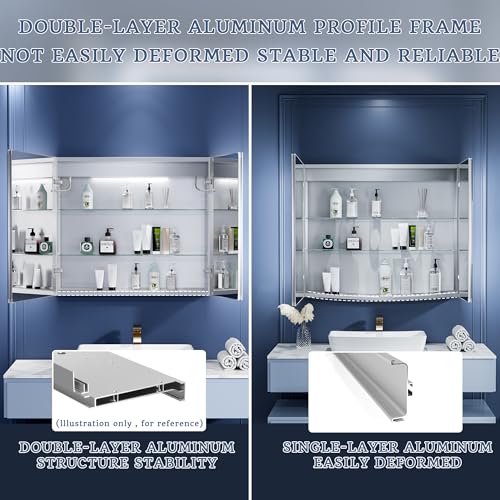 ExBrite LED Lighted Bathroom Medicine Cabinet with Mirror, 30 x - Product Imagery