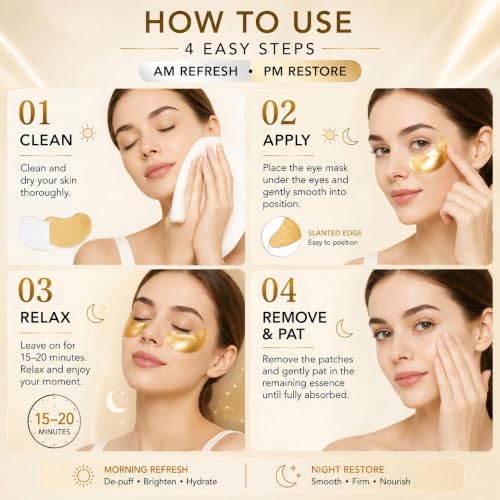 Under Eye Patches for Puffy Eyes and Dark Circles, AM PM, 28pcs - Product Imagery