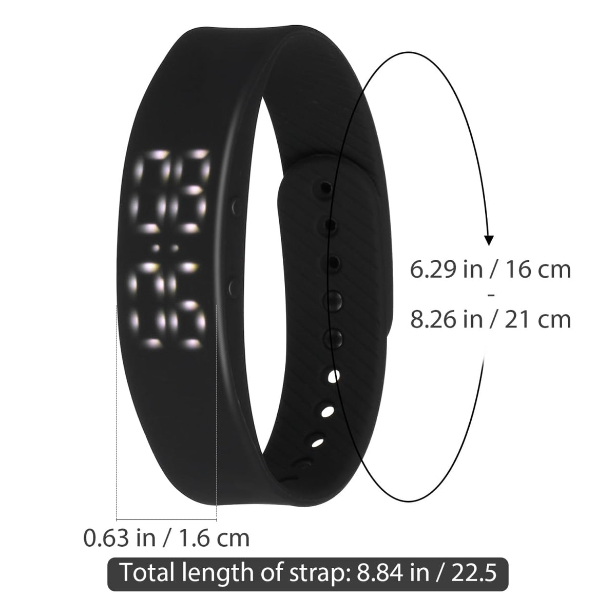 Mikikit Bracelet Led Digital Wristband with Step Counter Distance and Calorie Water-Resistant Adjustable Strap for Exerc