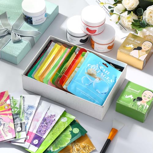96 Pcs Face Mask Set with Clay Masks, Eye Patches and Brush - Product Imagery