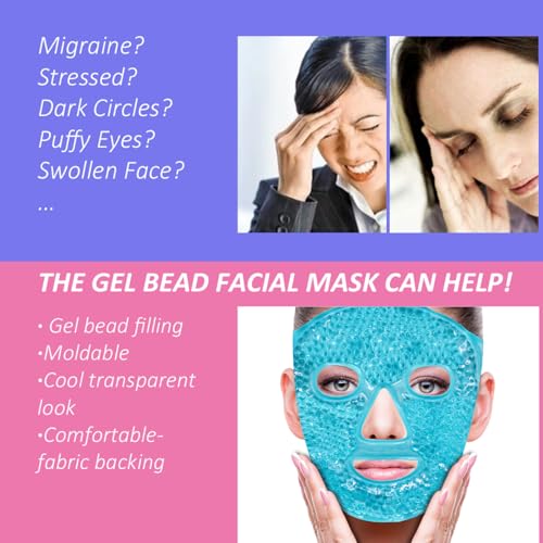 ZNÖCUETÖD Cold Face Ice Mask Facial Ice Pack, Hot Cold Compress - Product Imagery