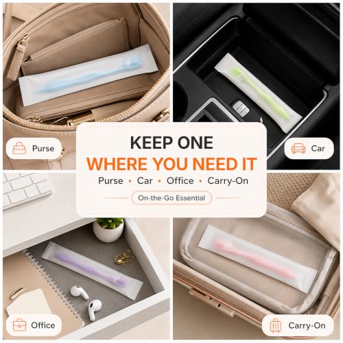 Mini Disposable Travel Toothbrushes with Toothpaste, 24 Count - Product Imagery