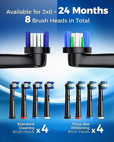 Rotating Electric Toothbrush for Adults, 8 Heads 2 Types, 4 - Product Imagery