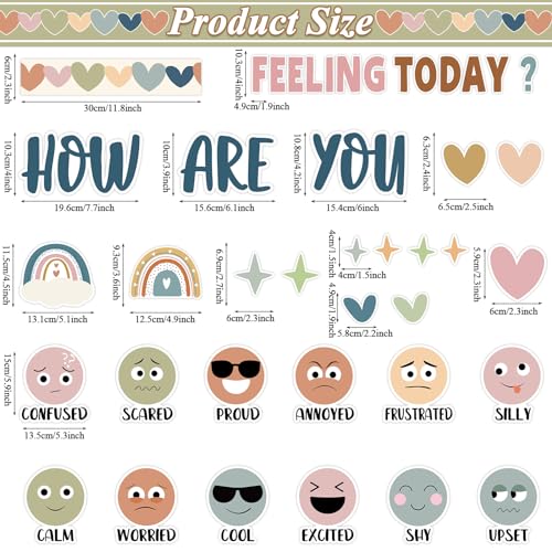 BOHO Feeling Emotion Bulletin Board Set Classroom Decorations - Product Imagery