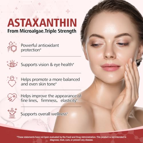 Astaxanthin 12mg Supplement, 180 Softgels, 6 Month Supply - Product Imagery