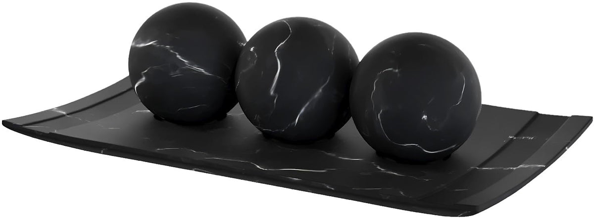 Creative Scents Black Marble Look Home Decor Bowl and Orb Set - Coffee Table Decor for Living Room - Centerpiece Table D