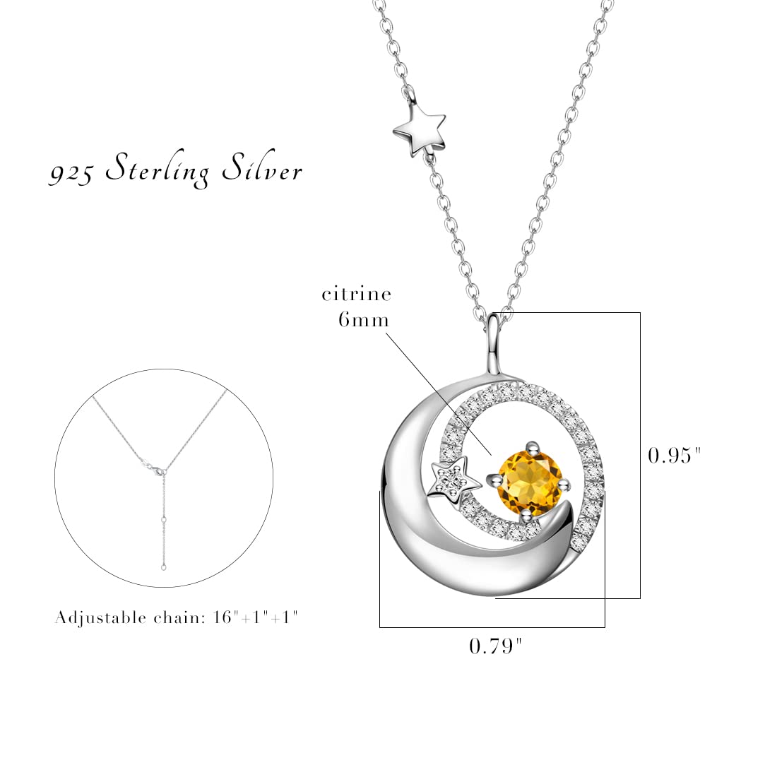 FANCIME Moon and Star Birthstone Necklace for Women – alternate angle