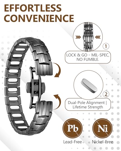 Feraco 5X Strength Magnetic Bracelet for Men,Titanium Steel - Product Imagery
