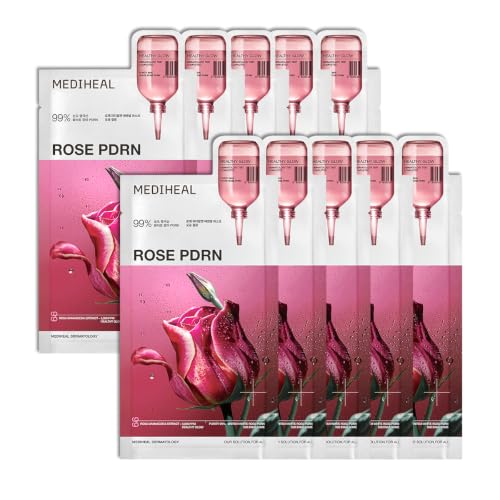 MEDIHEAL Rose PDRN Essential Face Sheet Mask, Healthy Glow (10ea) - Product Imagery