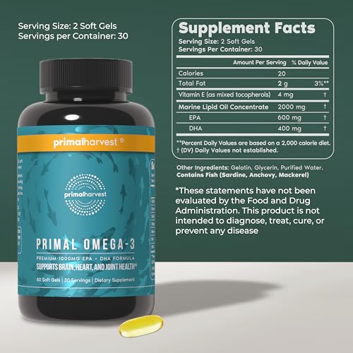 Primal Harvest Omega-3 - Daily Supplement, Gluten, Dairy & Soy - Product Imagery