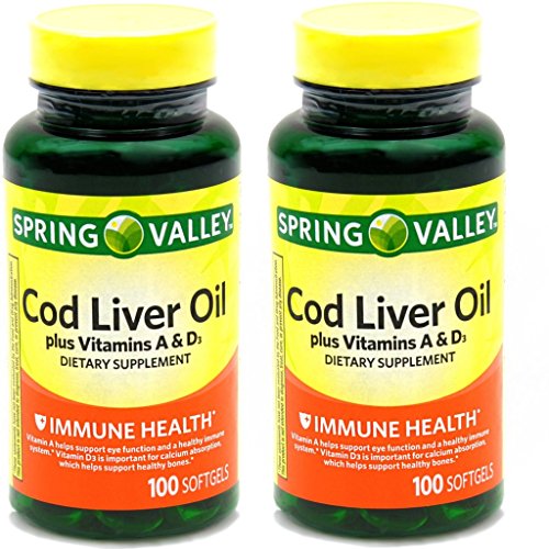 Spring Valley - Cod Liver Oil with Vitamin A & D 100 softgels - Product Imagery