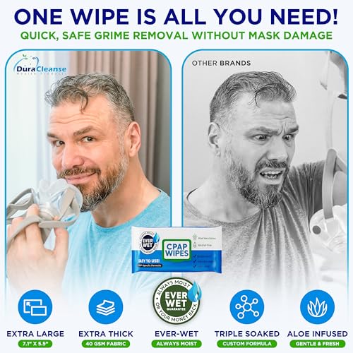 XL CPAP Mask Wipes - Unscented Cleaner Full Face & Nasal Masks - - Product Imagery