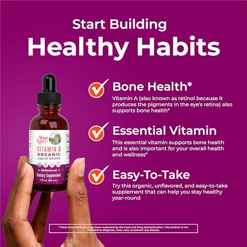 MARYRUTH'S Organics USDA Organic Vitamin A Liquid Drops, 1 oz, - Product Imagery