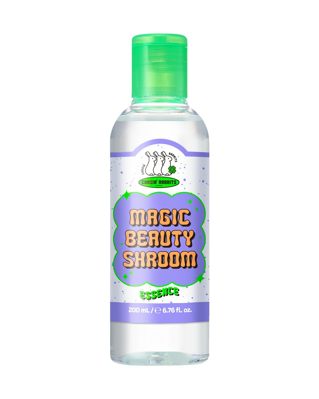 CHASIN' RABBITS Magic Beauty Shroom Essence serum bottle with label, featuring nourishing Tremella mushroom extract for sensitive skin.