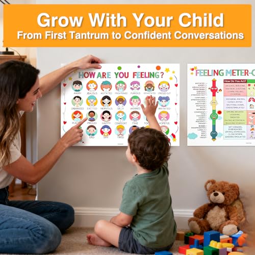 SAKVOGK Feelings Chart for Kids 2PCS - Emotions Poster Chart - Product Imagery