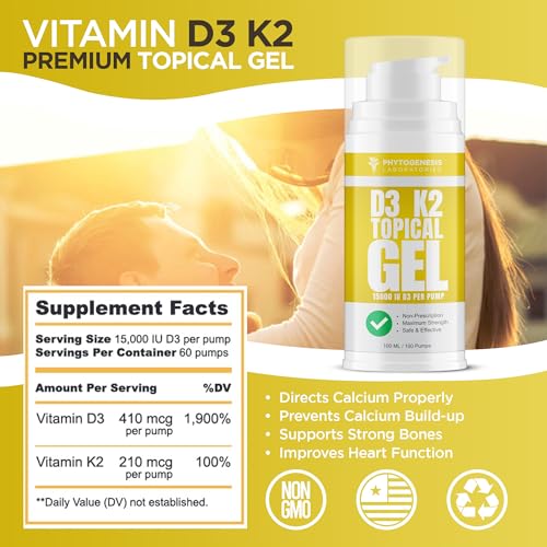 Phytogenesis Vitamin D3 K2 Topical Gel - Product Imagery
