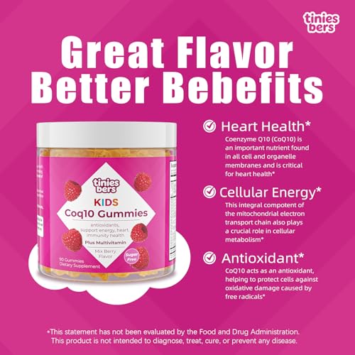 Tinies bers Coq10 Gummies for Kids, 100mg Ubiquinone with - Product Imagery