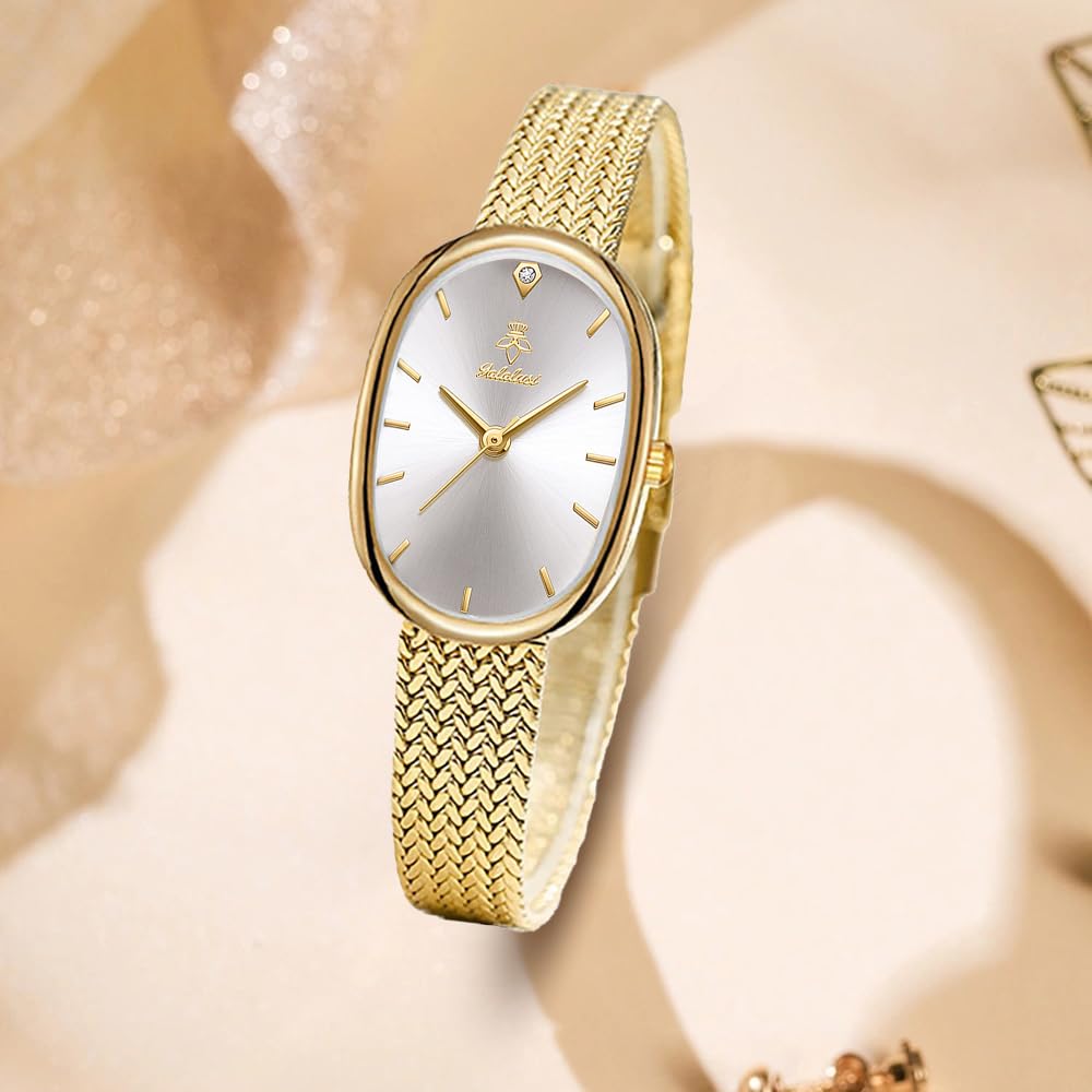 MASTOP Petite Vintage Oval Gold Bracelet Watch for Women, Fits Small Wrists – packaging and label