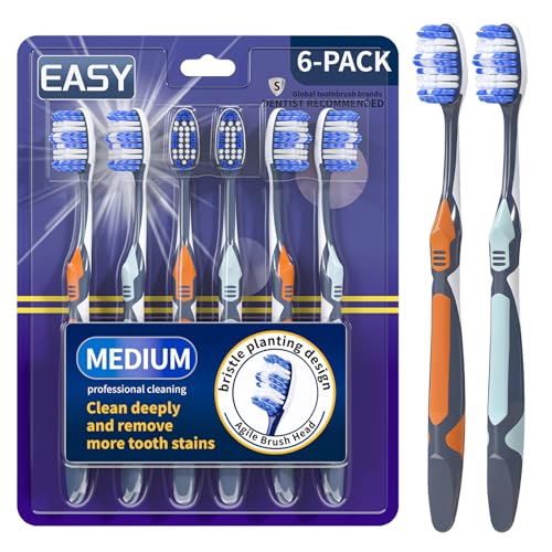 Medium Toothbrushes for Adults with Tongue Cleaner, Utilizing - Product Imagery