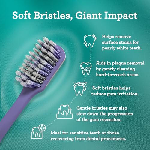 GuruNanda Gentle Giant Toothbrush with Dual Action Flossing - Product Imagery