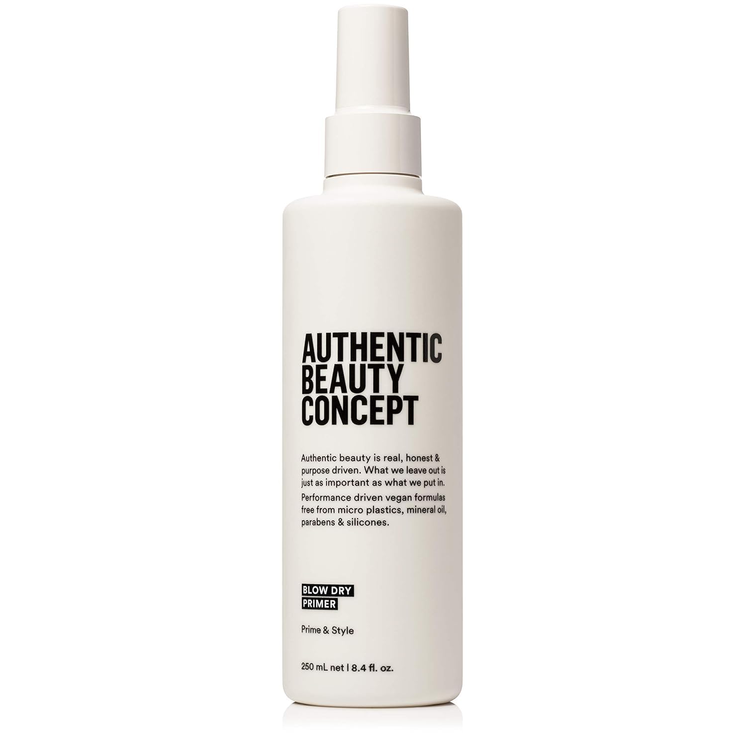 Authentic Beauty Concept Blow Dry Primer spray with thermal protection for hair, silicone-free, vegan, cruelty-free, 8.4 fl oz.
