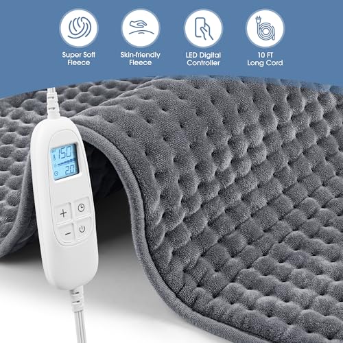 FluffyWarmth Electric Heating Pad for Back, Extra Large 17"x33", - Product Imagery