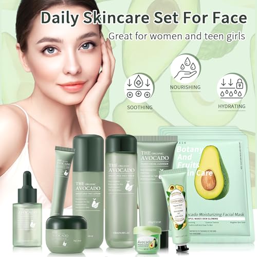 Avocado Skin Care Set, 13-In-1 Travel Skincare Kits for - Product Imagery