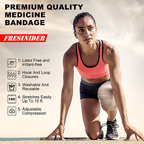 FRESINIDER Premium Elastic Bandage Wrap 4 Inch, 6 Pack, Hook and - Product Imagery