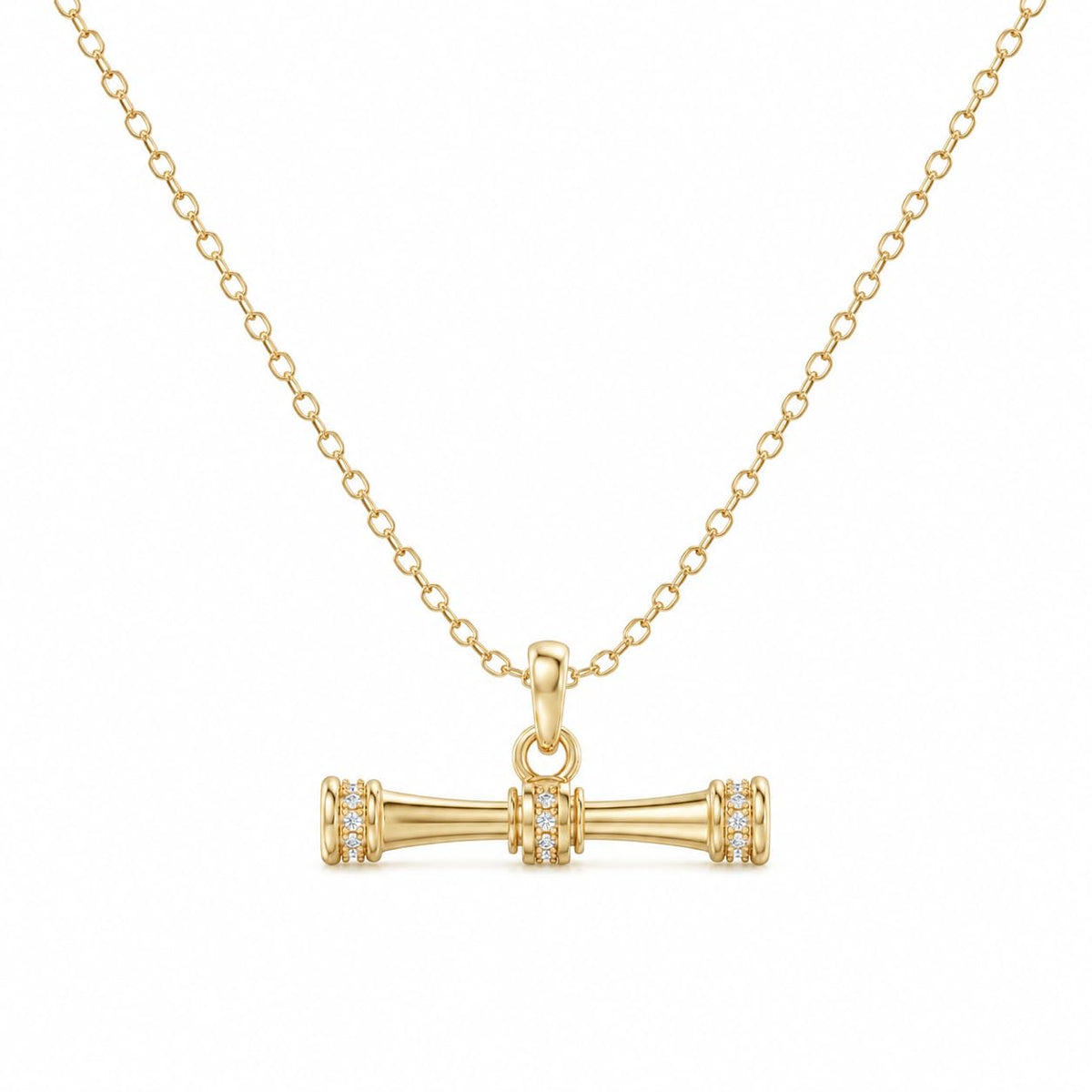 HOTIE T Bar Necklace for Women, Sterling Silver T Bar Minimalist Jewelry – Gold, Metal, Medium