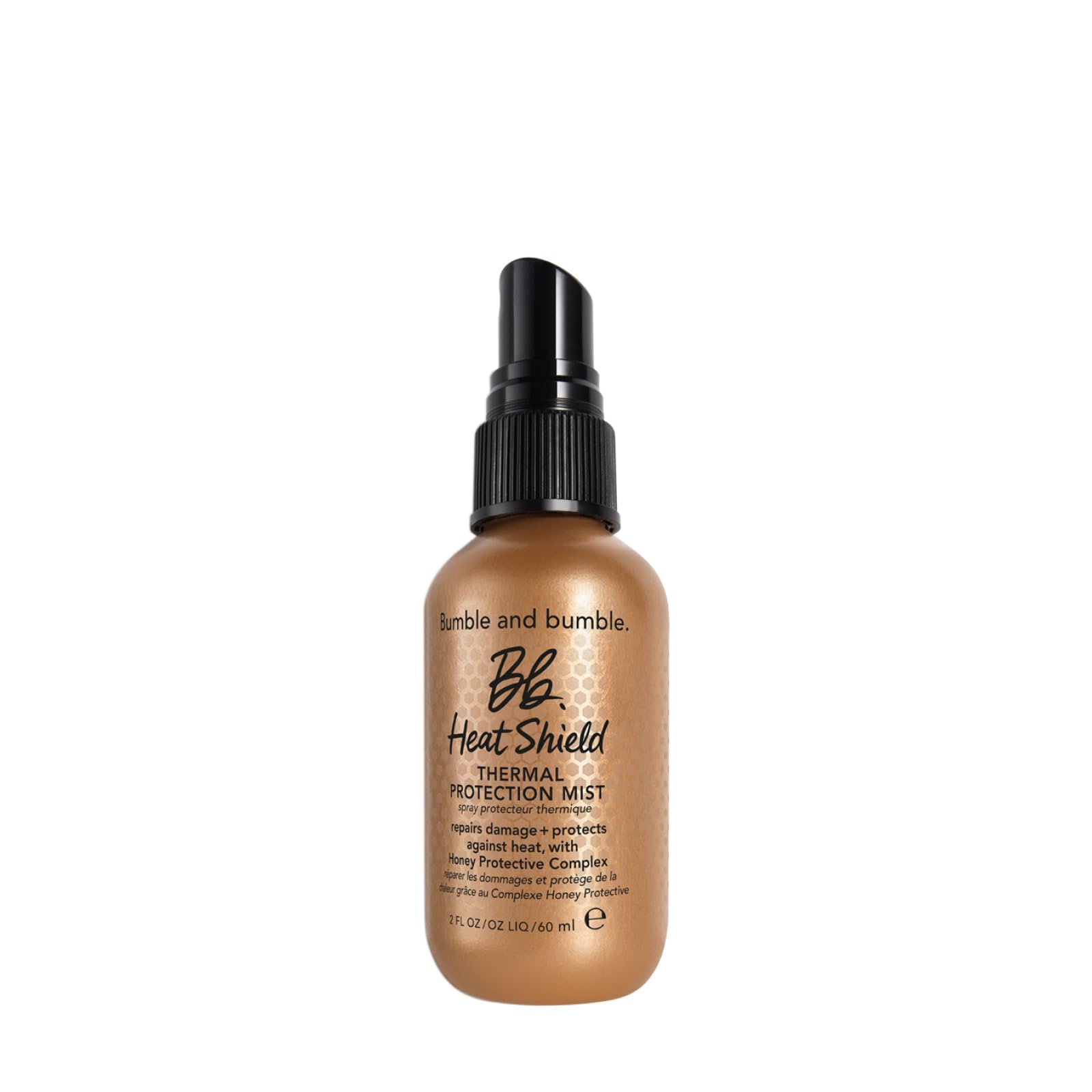 Bumble and bumble Heat Shield Thermal Mist in a 2 fl oz spray bottle, used for protecting hair during heat styling.