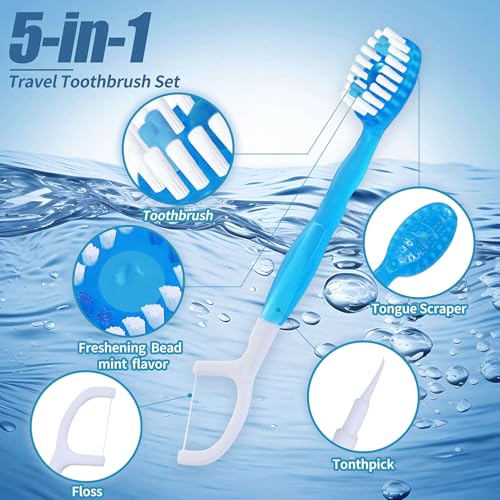 36 Pack Mini Disposable Toothbrushes – 5-in-1 Prepasted Travel - Product Imagery