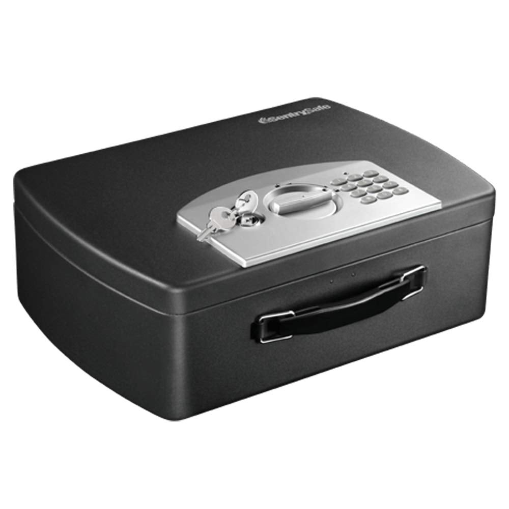 SentrySafe Portable Black Safe Box with Digital Keypad Lock, Small Steel Travel Safe with Carrying Handle for Money, Pas
