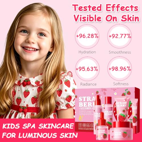 Strawberry VC Skin Care Set,Routine Spa Gift Set for Teen & Kid - Product Imagery