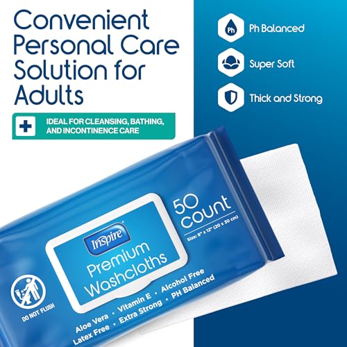 Inspire Adult Wet Wipes, Wash Cloths | Adult Wipes for - Product Imagery