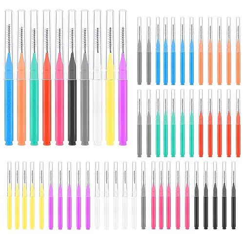 100 Pcs Interdental Brushes, 6 Sizes Braces Flossers for Cleaner - Product Imagery