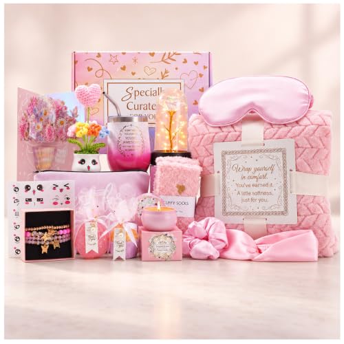 WYSYZJJ Self Care Gift Basket for Women, Relaxation Gift Set for Her – Pink