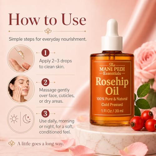 TMPE Rosehip Oil for Face. Pure, Natural, Cold-Pressed & - Product Imagery