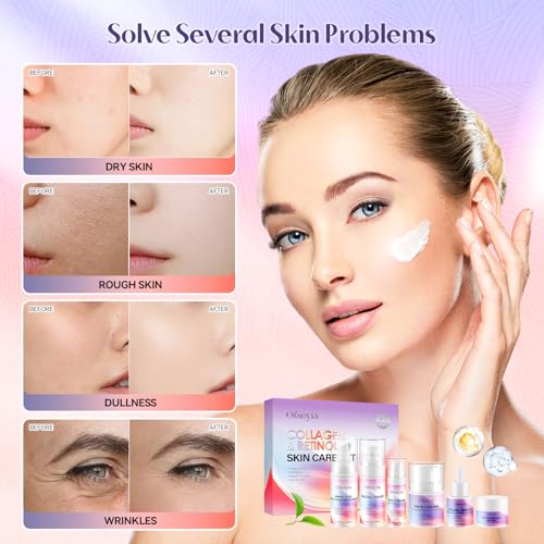 Collagen Retinol Skincare Set, 6 Pcs Anti-Aging Skin Care Set - Product Imagery