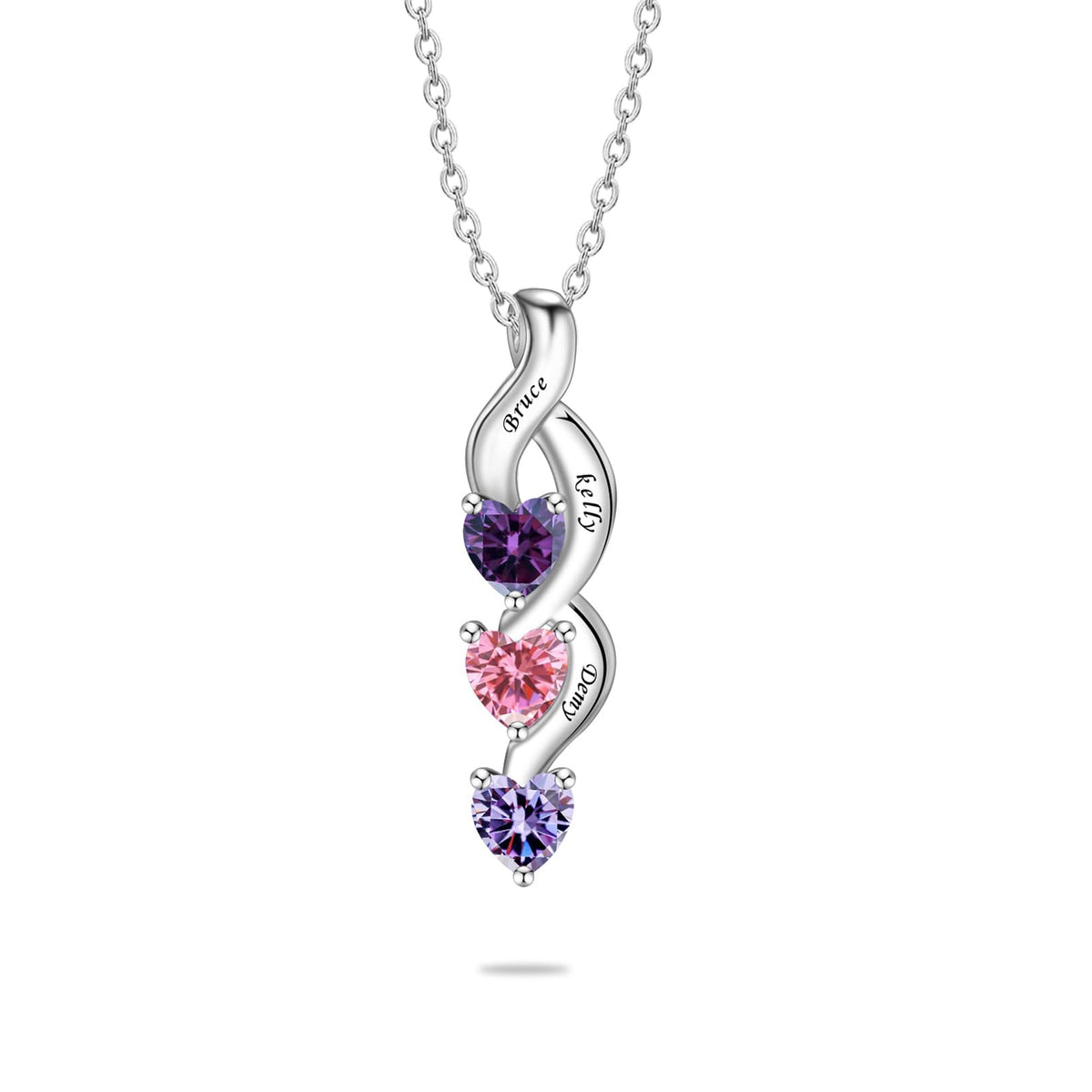 ORFAN Personalized S925 Mothers Name Necklace with 1-6 Simulated Birthstones – 3 stone