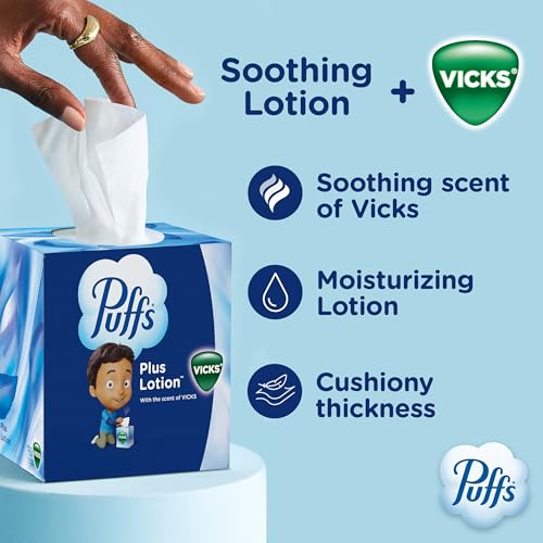 Puffs Plus Lotion with Vicks Facial Tissues, 4 Cubes, 48 Tissues - Product Imagery