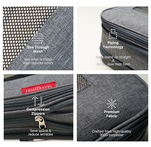LeanTravel Bundle Compression Packing Cubes 6 Set + Extra Large - Product Imagery