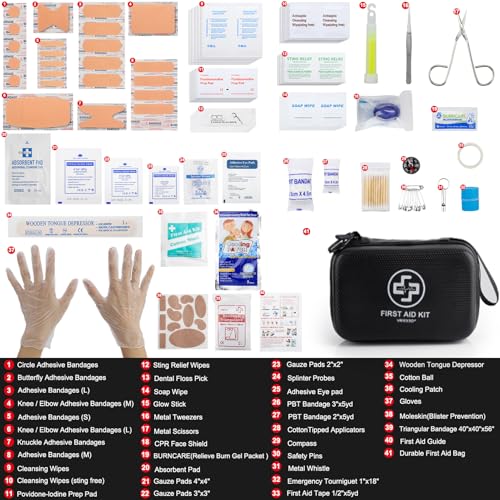 VRIEXSD Premium 320-Piece First Aid Kit, Waterproof EVA Hard - Product Imagery